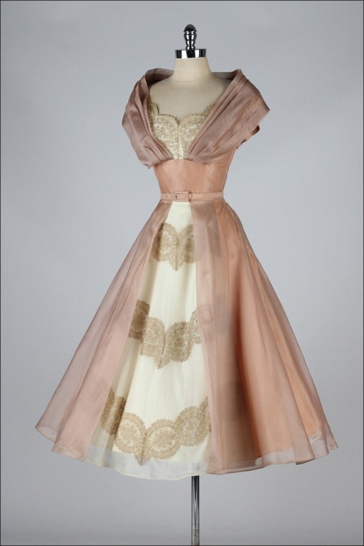 Women's Vintage 1950's Organza and Lace Cocktail Dress