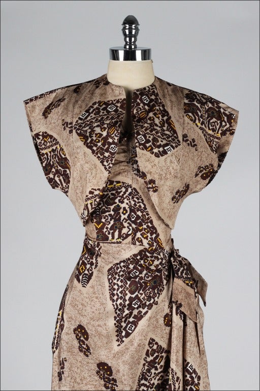 Vintage 1950's Tiana Pittelle Silk Dress and Bolero Jacket at 1stDibs