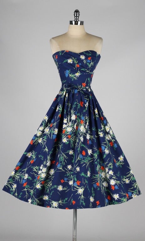 Vintage 1950's Jeannette Alexander Floral Cotton Dress 6