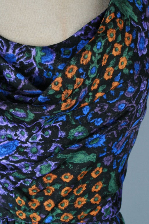Women's Vintage 1950's Guy Laroche Silk Tapestry Print Cocktail Dress