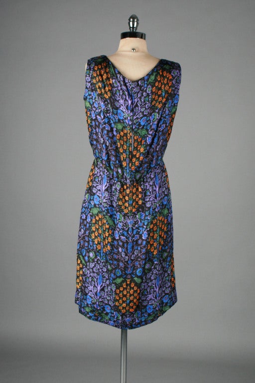 Vintage 1950's Guy Laroche Silk Tapestry Print Cocktail Dress 4