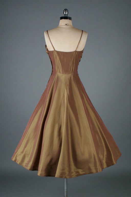 Vintage 1950's Bronze Emma Domb Beaded Dress with Bolero 3