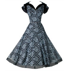 Vintage 1950's Blue Lace Norman Original Cocktail Dress