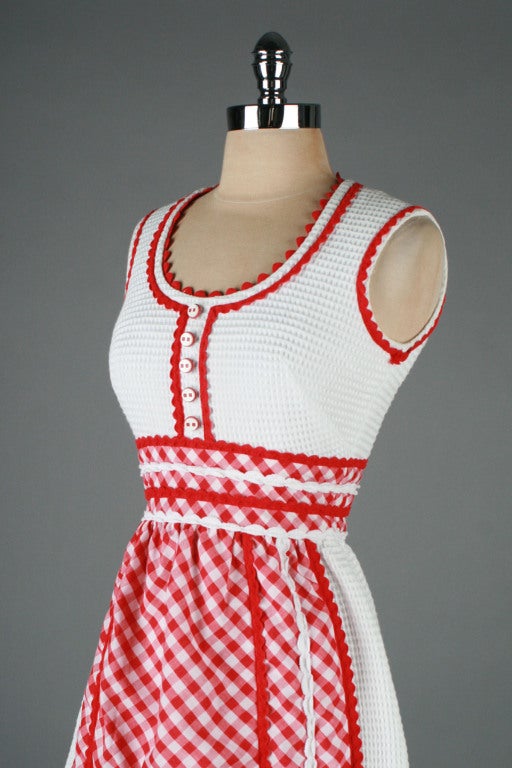 Vintage 1960's Howard Wolf Gingham Print Mod Mini Dress 1