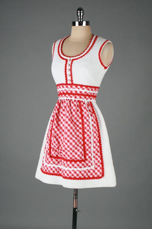 Vintage 1960's Howard Wolf Gingham Print Mod Mini Dress 2