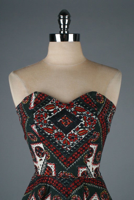 Women's Vintage 1950's Vanity Fair Handkerchief Cotton Print Sun Dress