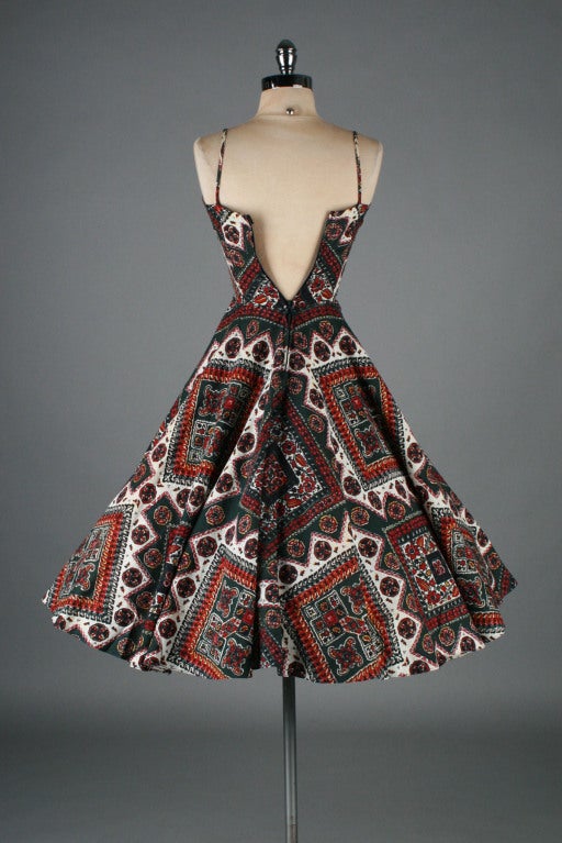 Vintage 1950's Vanity Fair Handkerchief Cotton Print Sun Dress 4