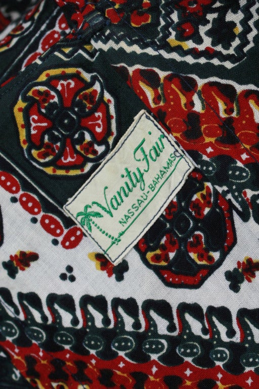 Vintage 1950's Vanity Fair Handkerchief Cotton Print Sun Dress 5