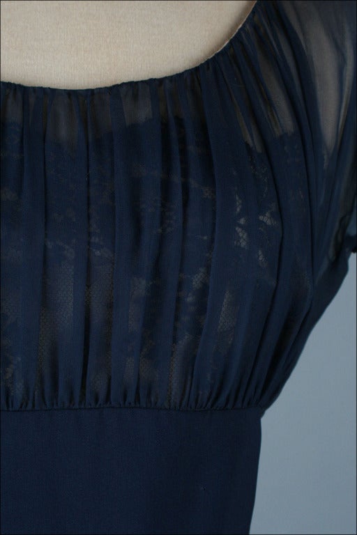 Vintage 1950's Terry Allen Deep Blue Illusion Cocktail Dress In Excellent Condition In Hudson on the Saint Croix, WI