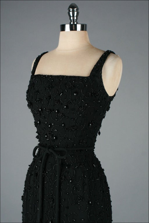 Vintage 1950's Glass Beaded Wiggle Dress Mam'selle Betty Carol 2