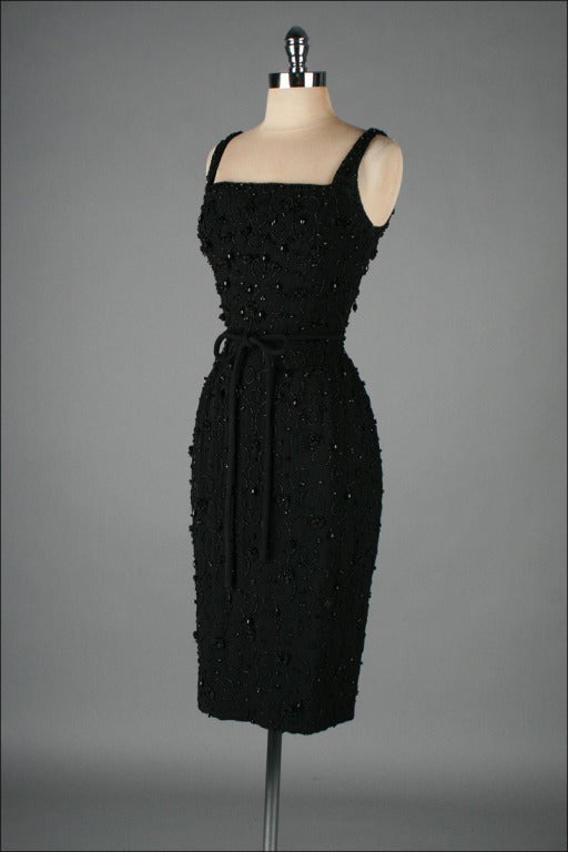 Vintage 1950's Glass Beaded Wiggle Dress Mam'selle Betty Carol 3