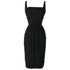 Vintage 1950's Glass Beaded Wiggle Dress Mam'selle Betty Carol