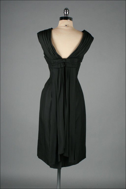 Vintage 1950's Suzy Perette Black Cross Bodice Wiggle Dress 3