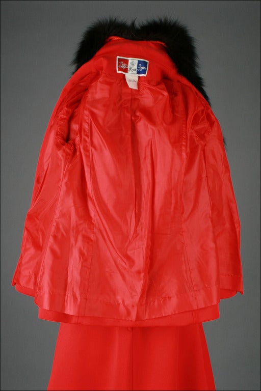 Vintage 1970's Lilli Ann Red Fox Fur Trimmed Suit 5