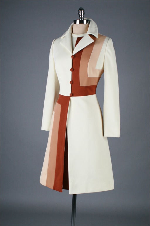 Vintage 1970's Lilli Ann Ombre Optical Print  Jacket Dress Set 4