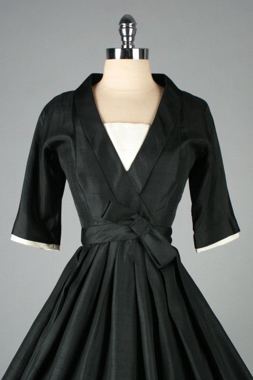 Women's 1950's Suzy Perette Black Silk Full Skirt Party Dress