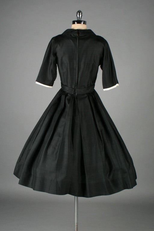 1950's Suzy Perette Black Silk Full Skirt Party Dress 2