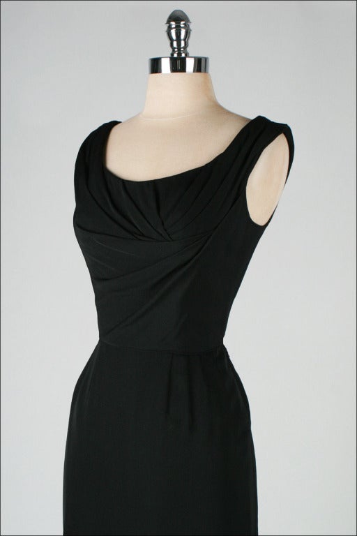 Vintage 1950's Ceil Chapman Black Ruche Jersey Bombshell Dress 1