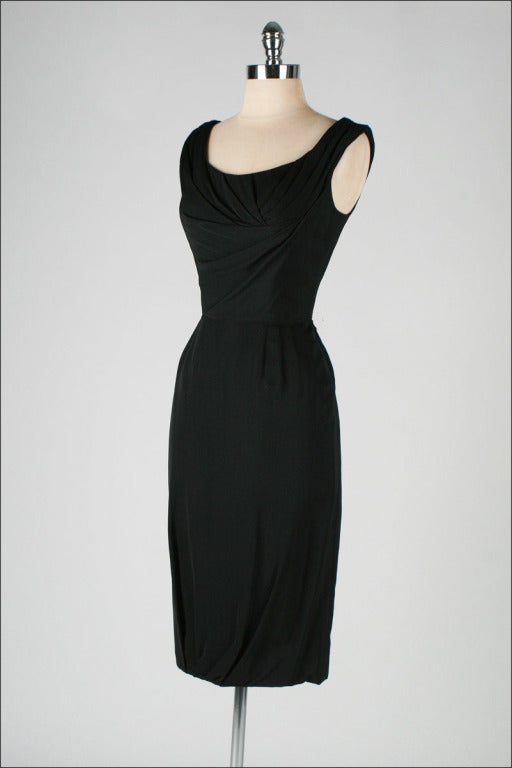 Vintage 1950's Ceil Chapman Black Ruche Jersey Bombshell Dress 2