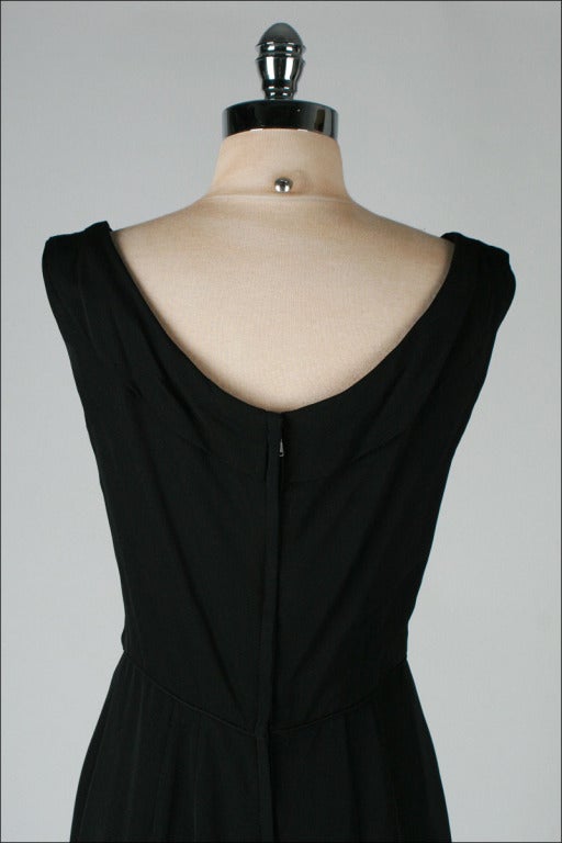 Vintage 1950's Ceil Chapman Black Ruche Jersey Bombshell Dress 3