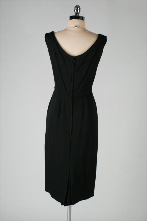 Vintage 1950's Ceil Chapman Black Ruche Jersey Bombshell Dress 4