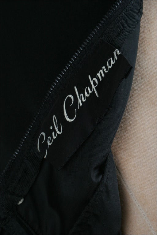 Vintage 1950's Ceil Chapman Black Ruche Jersey Bombshell Dress 5