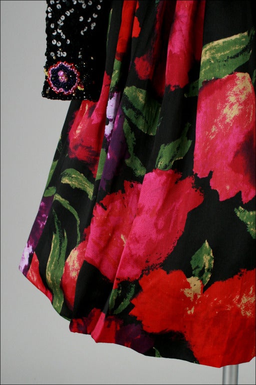 Vintage 1980's Victoria Royale Beaded Sequin Silk Cocktail Dress 1