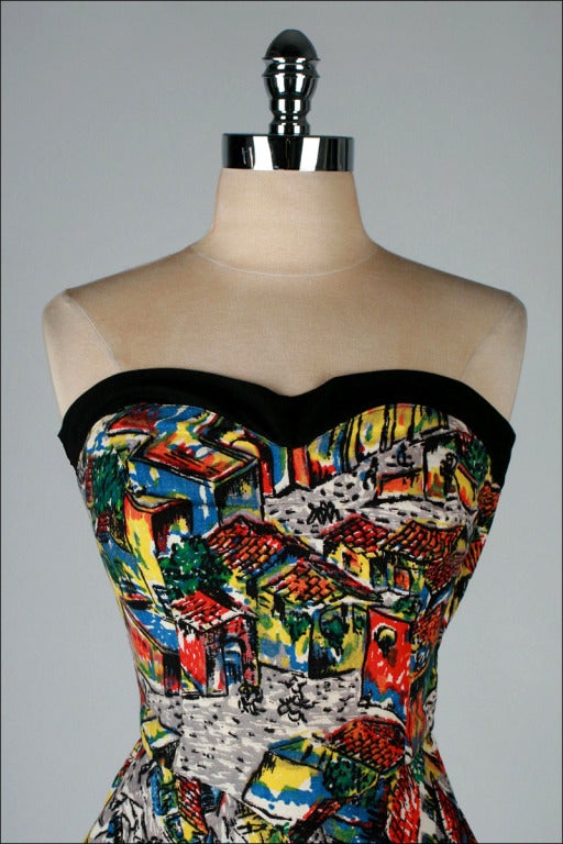 Women's Vintage 1950's Maya Designs Ethnic Print Cotton Dress