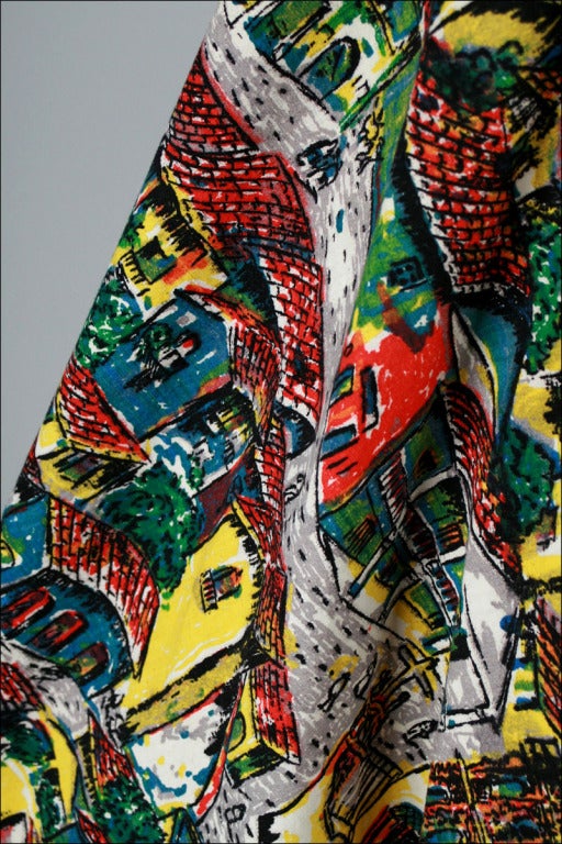 Vintage 1950's Maya Designs Ethnic Print Cotton Dress 2