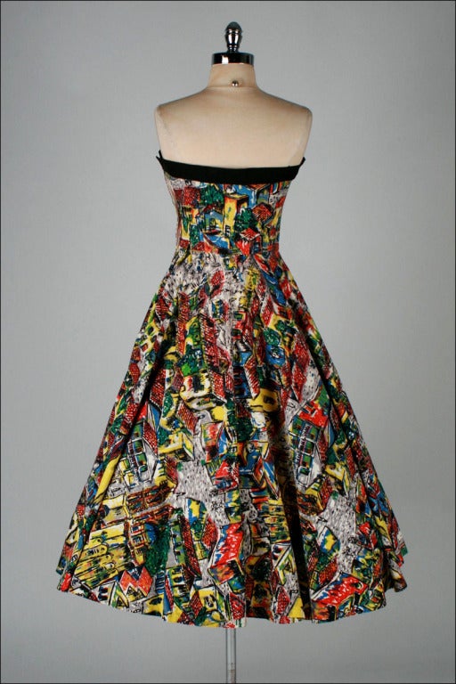 Vintage 1950's Maya Designs Ethnic Print Cotton Dress 4
