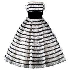 1950's Will Steinman White Black Lace Tulle Cocktail Dress
