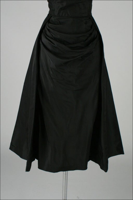 Women's Vintage 1950's Miss Kane Black Taffeta Cocktail Dress