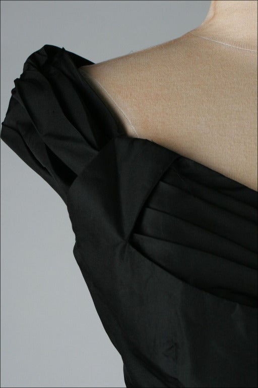 Vintage 1950's Miss Kane Black Taffeta Cocktail Dress 1