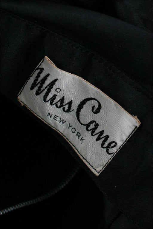 Vintage 1950's Miss Kane Black Taffeta Cocktail Dress 5