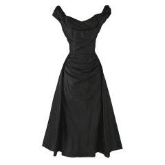 Vintage 1950's Miss Kane Black Taffeta Cocktail Dress