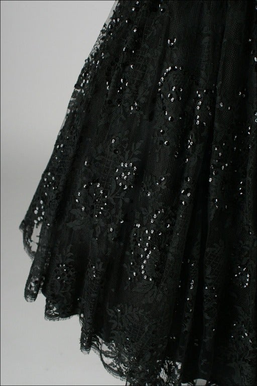 Vintage 1950's Harvey Berin Black Chantilly Lace Cocktail Dress For ...