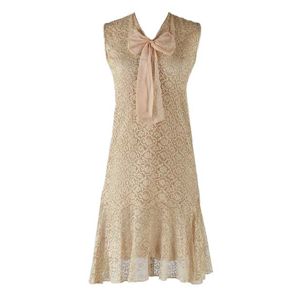 Vintage 1920's Taupe Lace Dress and Jacket at 1stDibs