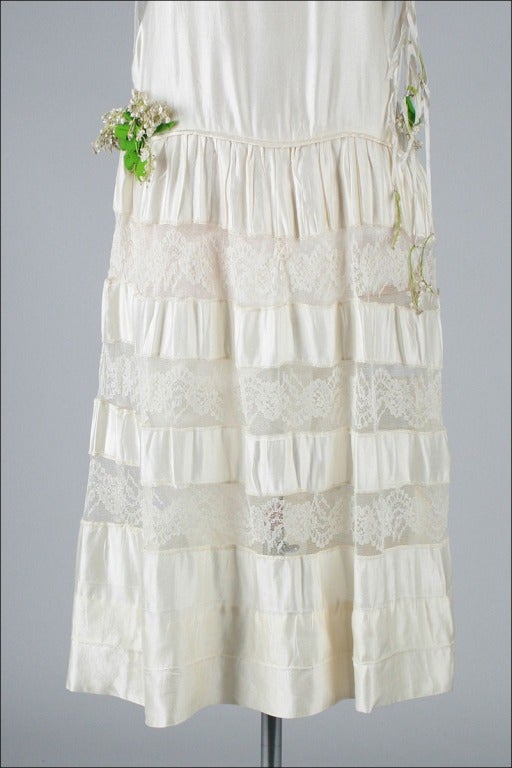 Vintage 1920's Ivory Silk Wedding Dress with Train 1