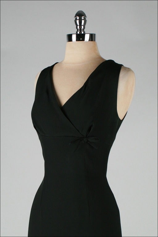Vintage 1950's Pierre Balmain Black Silk Cocktail Dress In Excellent Condition In Hudson on the Saint Croix, WI