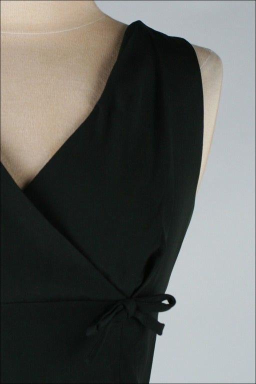 Women's Vintage 1950's Pierre Balmain Black Silk Cocktail Dress