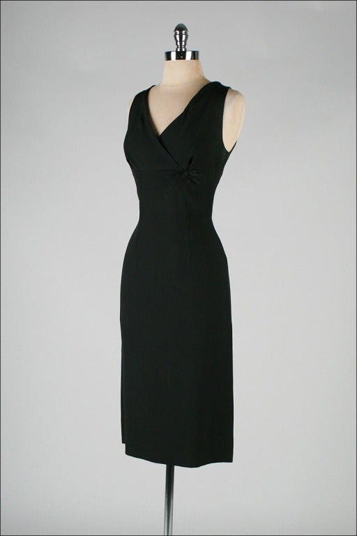 Vintage 1950's Pierre Balmain Black Silk Cocktail Dress 1