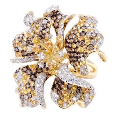 Sapphire and Diamond Flower Ring 9