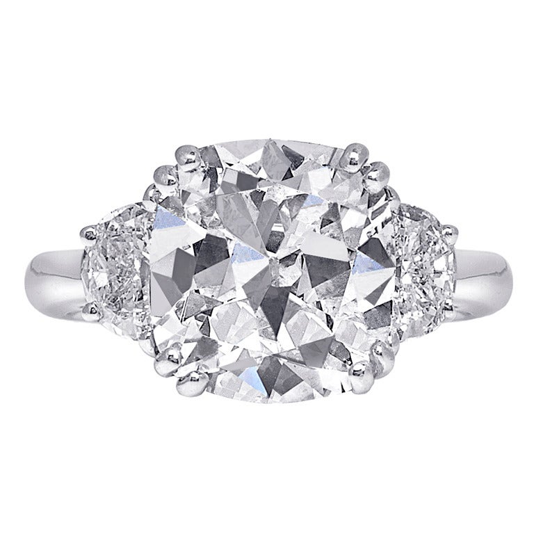 Cushion Cut Diamond Three Stone Engagement Ring