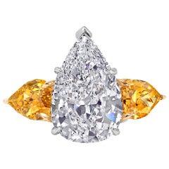 Three-Stone Diamond Engagement Ring with Orange Diamonds