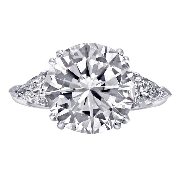 5.02 Carat F Color Round Diamond Engagement Ring