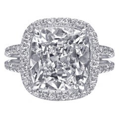 Cushion Cut 5.64 Carat Diamond Halo Engagement Ring