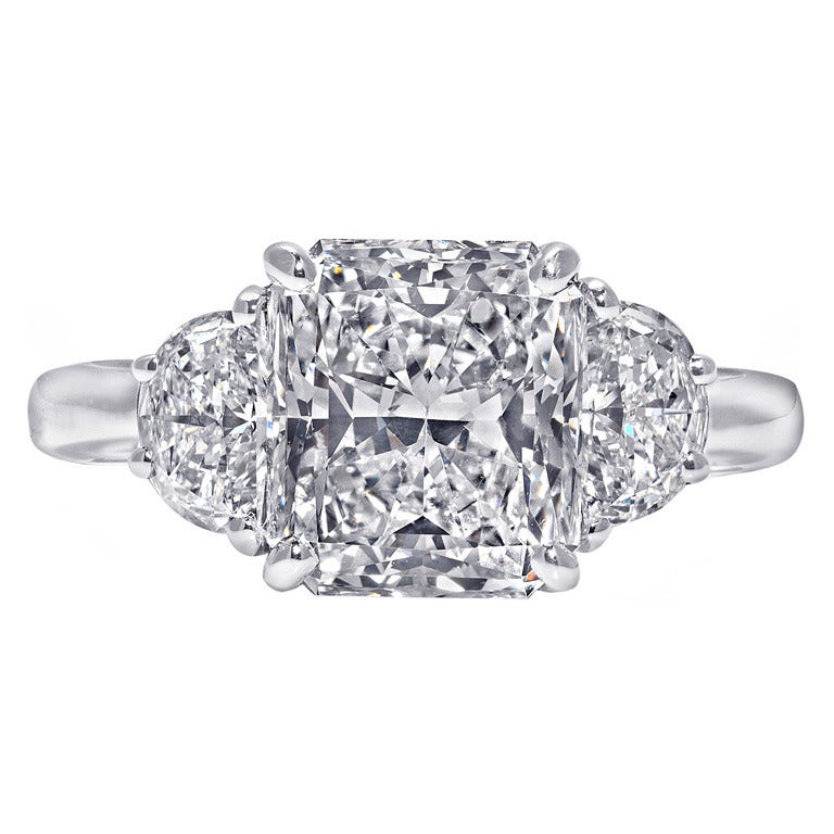 4.16 Carat Radiant-Cut Three-Stone Engagement Ring