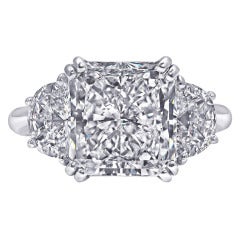 5.01 Carat Radiant-Cut Three Stone Engagement Ring