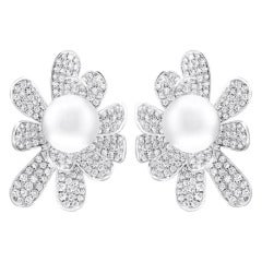 Large Peal & Diamond Earrings