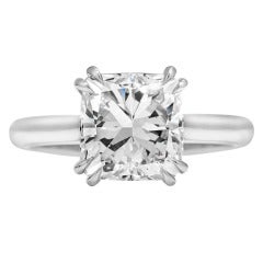 3.01 carat Cushion-cut F color Solitaire Engagement Ring